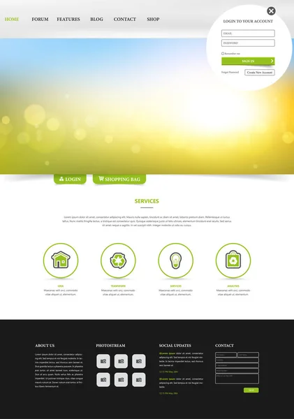 One Page Website Template Simple Clean Design Blurred Header Design — Stock Vector