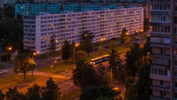 Time Lapse Video Zooming Aerial View Sofiyskaya Street Summer Twilight — Stock Video