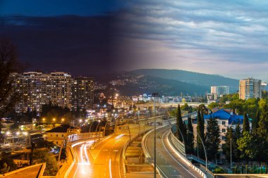 Gün gece geçiş için hızlandırılmış kolaj