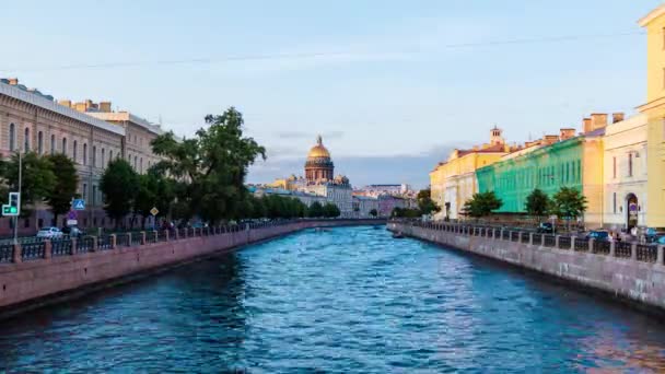 Vidéo Accéléré Transition Jour Nuit Belle Vue Sur Rivière Moyka — Video