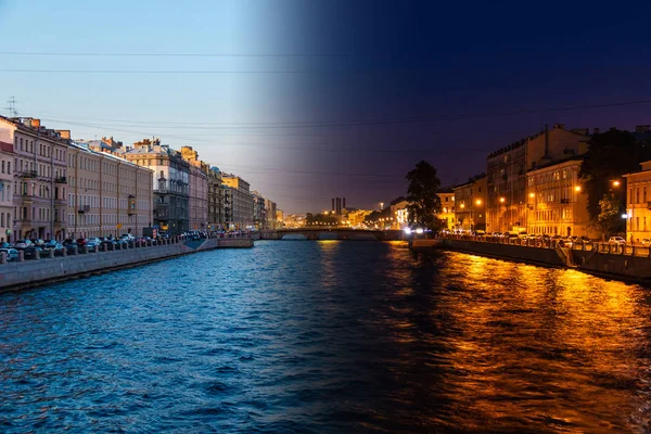 Gün gece geçiş için hızlandırılmış kolaj — Stok fotoğraf