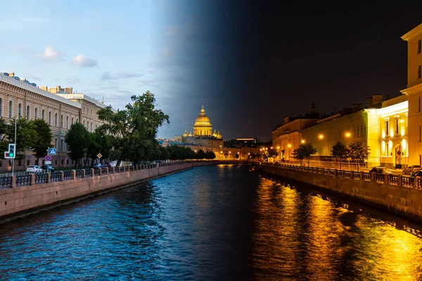 Gün gece geçiş için hızlandırılmış kolaj — Stok fotoğraf