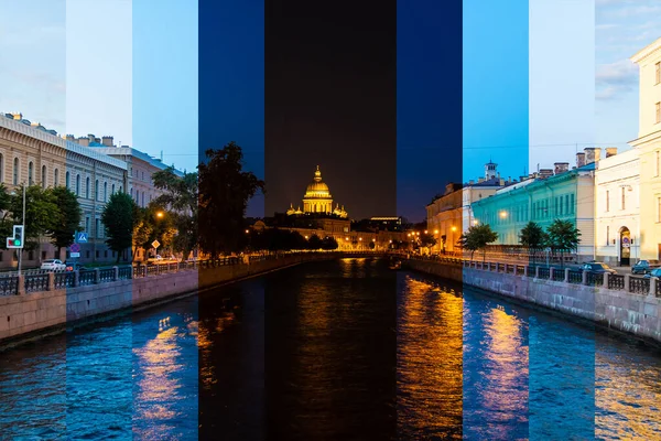 Time-lapse collage av dagen till natt övergång — Stockfoto