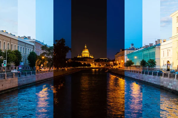 Time-lapse collage of day to night transition — Stock Photo, Image