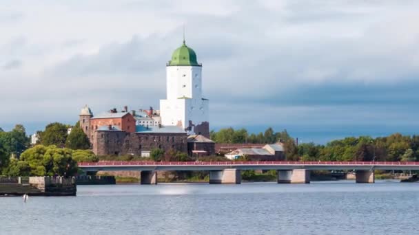 Video Lapso Tiempo Con Unzooming Hermosa Vista Del Castillo Vyborg — Vídeos de Stock