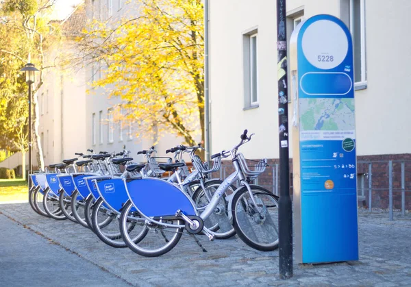 City bicycle, bike-sharing, rent a bike station in a city