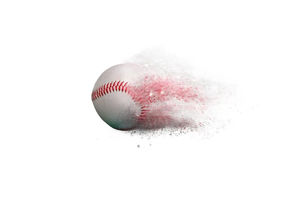 Baseball Ball Med Kreativ Hastighet Makt Sand Storm Effekt Isolerad — Stockfoto