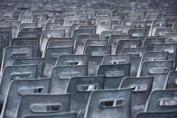Large Number Gray Empty Chairs Stand Square — Stock Photo, Image