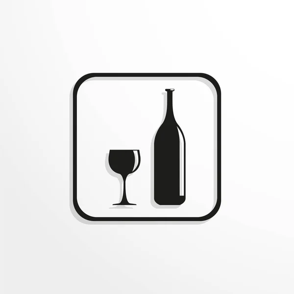 Eine Flasche Wein Und Ein Glas Vektorsymbol — Stockvektor