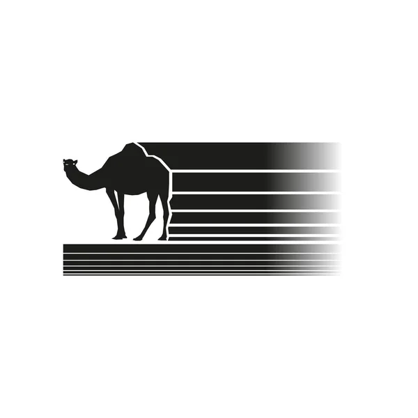 Bir Deve Ile Siyah Beyaz Logo Vektör Çizim — Stok Vektör