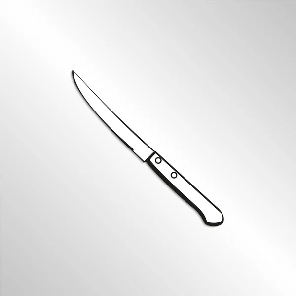 Kniv Svart Vit Bild Med Skugga Ljus Bakgrund Vektor Symbol — Stock vektor