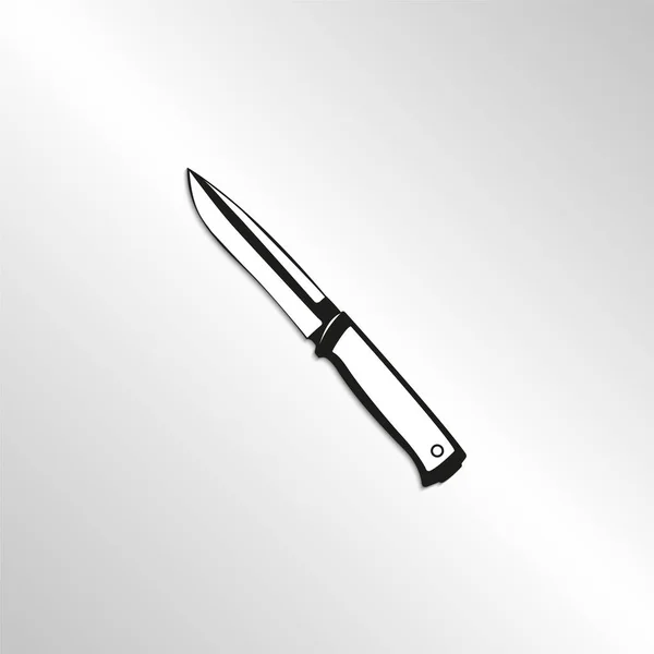Нож Черно Белое Изображение Тенью Светлом Фоне Значок Вектора — стоковый вектор