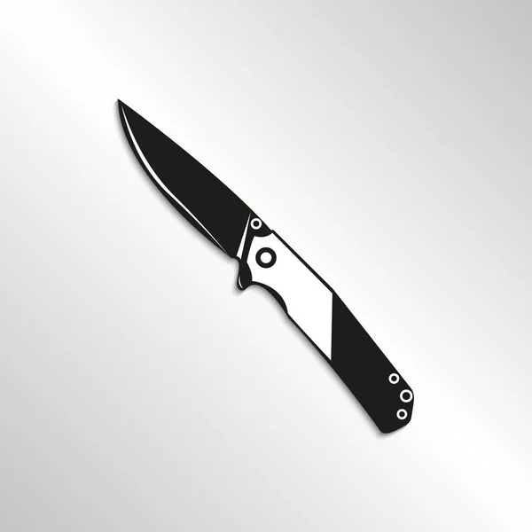 Cuchillo Imagen Blanco Negro Con Sombra Sobre Fondo Claro Icono — Vector de stock