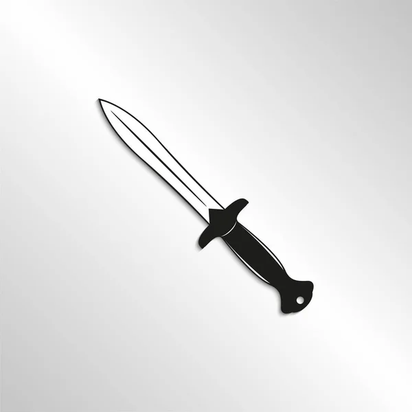 Coltello Immagine Bianco Nero Con Ombra Uno Sfondo Chiaro Icona — Vettoriale Stock