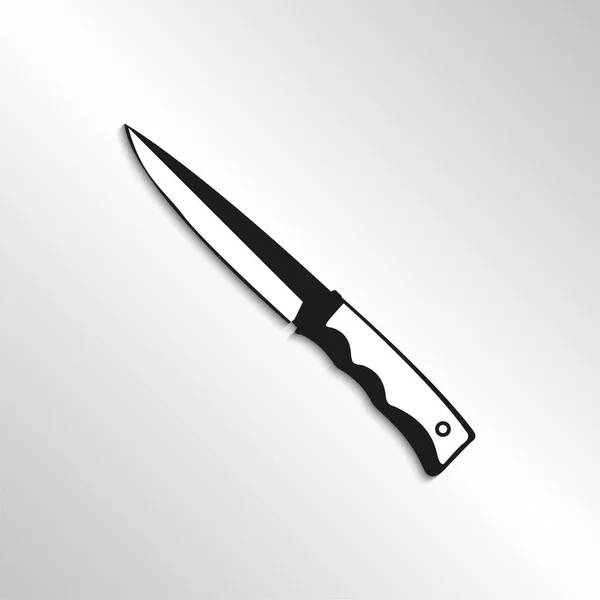 Kniv Svart Vit Bild Med Skugga Ljus Bakgrund Vektor Symbol — Stock vektor