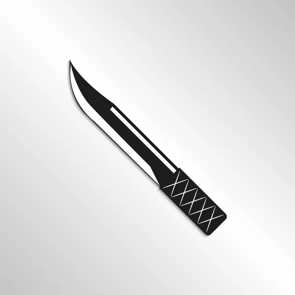 Cuchillo Imagen Blanco Negro Con Sombra Sobre Fondo Claro Icono — Archivo Imágenes Vectoriales