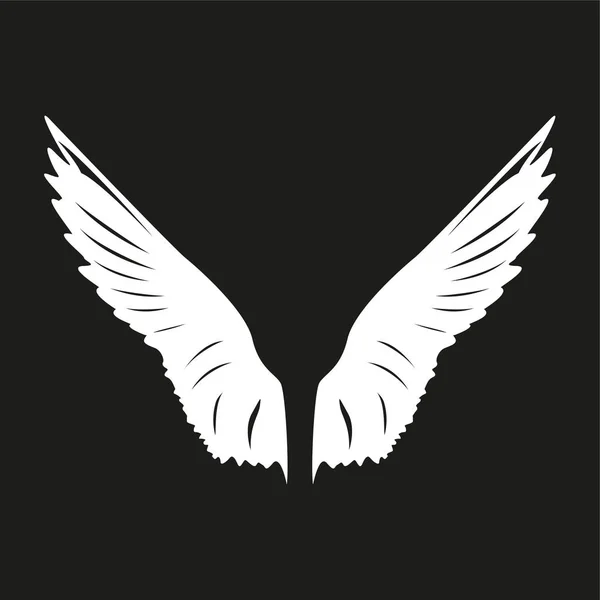 Vleugels Van Een Vogel Witte Vector Illustratie Zwarte Achtergrond — Stockvector