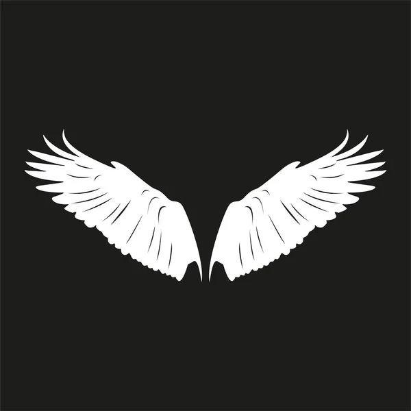 Flügel Eines Vogels Weiße Vektorabbildung Auf Schwarzem Hintergrund — Stockvektor