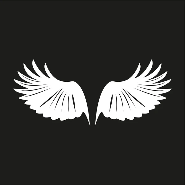 鸟的翅膀 黑色背景上的白色矢量插图 — 图库矢量图片