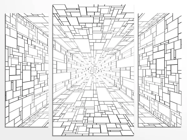Тричастинна Панель Абстрактним Візерунком Векторні Ілюстрації — стоковий вектор