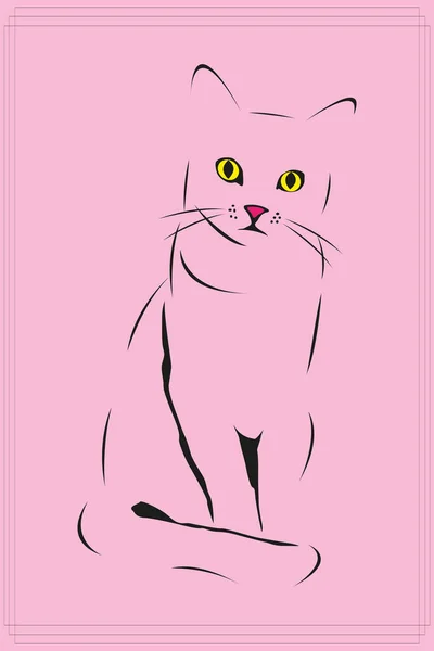 Cat Colored Vector Illustration Pink Background — Stock Vector