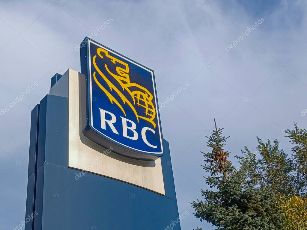 Toronto, ON, Canada  March 3, 2025: The logo and brand sign of the Royal Bank of Canada.