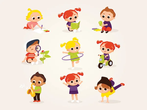 Actividades Infantiles Niños Las Clases Arte — Vector de stock