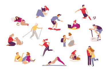 Farklı ekiplerdeki insan karakterleri. Liman etkinlikleri ayarlandı. Spor meraklıları, sporcular, spor yapan amatör sporcular. Atletik Eğitim ve Spor Sağlık Hizmetleri.