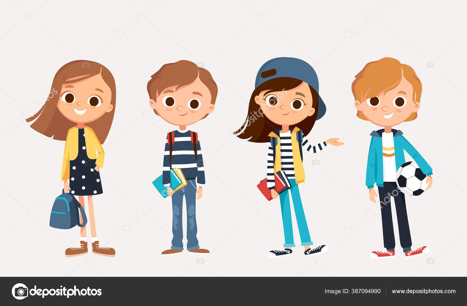 Set Happy Kids Different Clothes Cartoon Characters School Children Books Stock Vector Image by ©olga1818 #387094990 Set Happy Kids Different Clothes Cartoon Characters School Children Books Stock Vector Image by ©olga1818 #387094990