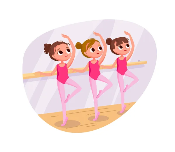 Κορίτσια Χορεύουν Μπαλαρίνες Που Μένουν Μια Τάξη Μαθήματα Μπαλέτου Στούντιο — Διανυσματικό Αρχείο