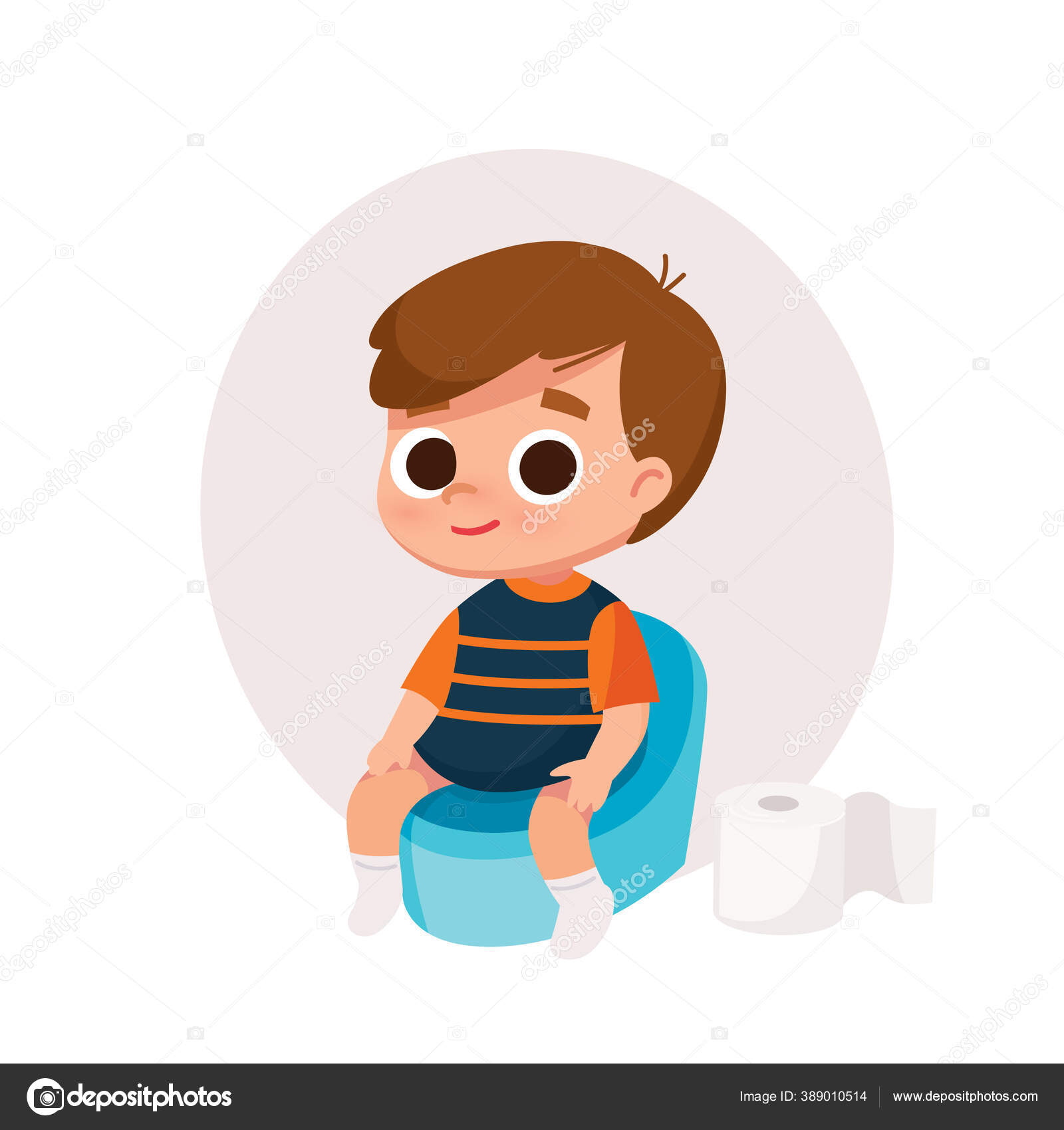 Baby Boy Sitting Potty Toilet Paper Child Doing Potty Training Stock Vector  Image by ©olga1818 #389010514