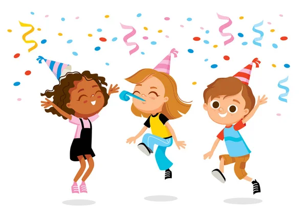 Kinder Feiern Kinder Die Herumalbern Geburtstagsfeier Juni Kindertag Namenstag Jubiläum — Stockvektor