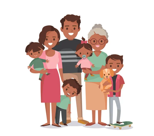 Gran Feliz Multi Generacional Afro Americano Familia Hermanos Familiares Retrato — Vector de stock