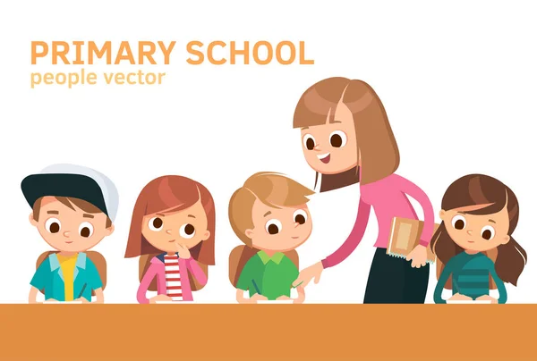 Enseignant Prenant Classe Enseigner Éduquer Examen Tests Enfants Élèves Enseignant — Image vectorielle