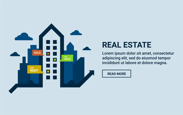 Real Estate Grafický Design Pro Záhlaví Webové Stránky Sociální Média — Stockový vektor