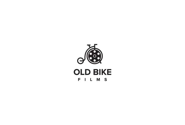 Logotypdesign Gamla Cykel Filmer — Stock vektor