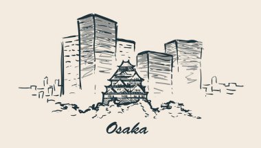 Osaka elle çizilmiş kroki halat. Beyaz arka plan üzerinde izole.