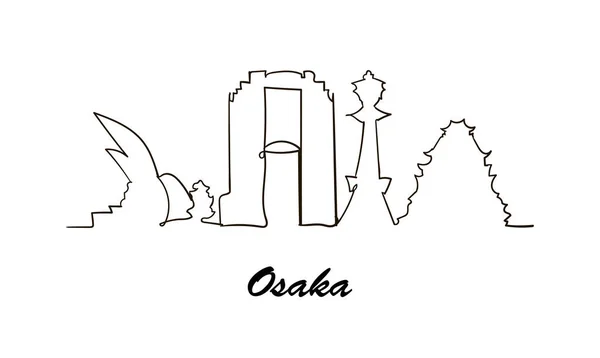 Estilo Una Línea Osaka Boceto Ilustración Osaka Garabato Dibujado Mano — Vector de stock
