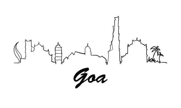 Bir Çizgi Stili Doodle Goa Kroki Çizimi Beyaz Arka Plan — Stok Vektör