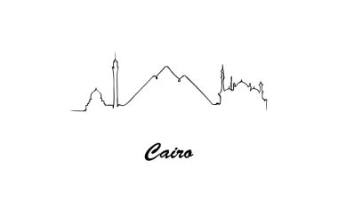 Bir çizgi stili Cairo hızlı sketch vektör çizim beyaz arka plan üzerinde.