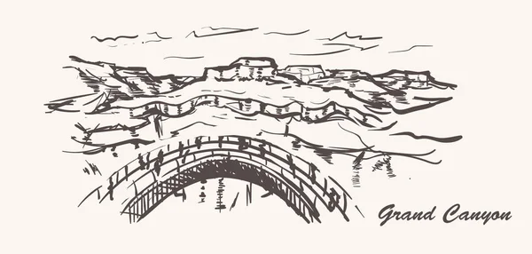 Gran Cañón Dibujado Mano Estilo Ilustración Del Boceto Arizona Sobre — Vector de stock