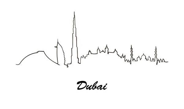 Una Línea Estilo Dubai Skyline Simple Vector Estilo Minimalista Moderno — Vector de stock