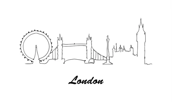 Één Regel Stijl Londen Skyline Van Stad Eenvoudige Moderne Minimaistic — Stockvector