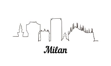 Bir çizgi stili Milan kroki illüstrasyon izole beyaz arka plan üzerinde.