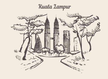 Kuala Lampur hand drawn sketch vector illustration. clipart