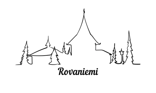 Ilustración de boceto de Rovaniemi de estilo de una línea aislada sobre fondo blanco . — Vector de stock