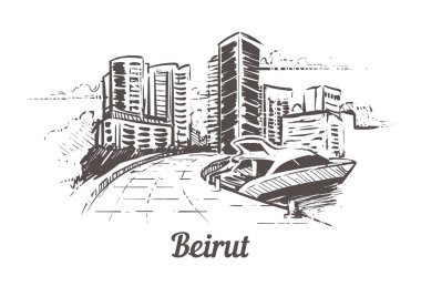 Beyrut elle çizilmiş kroki vektör çizim