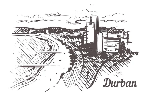 Durban Disegnato Mano Disegno Vettoriale Illustrazione Isolato Sfondo Bianco — Vettoriale Stock