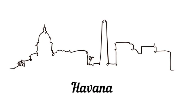 Una Linea Stile Havana Skyline Semplice Vettore Moderno Stile Minimalista — Vettoriale Stock