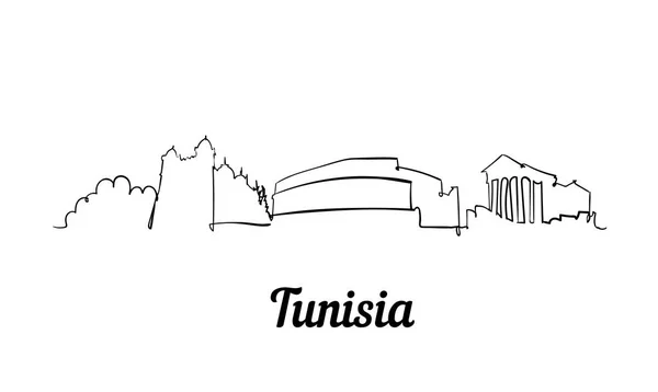 Один Рядок Стиль Туніс Skyline Простий Сучасний Minimaistic Стиль Вектор — стоковий вектор